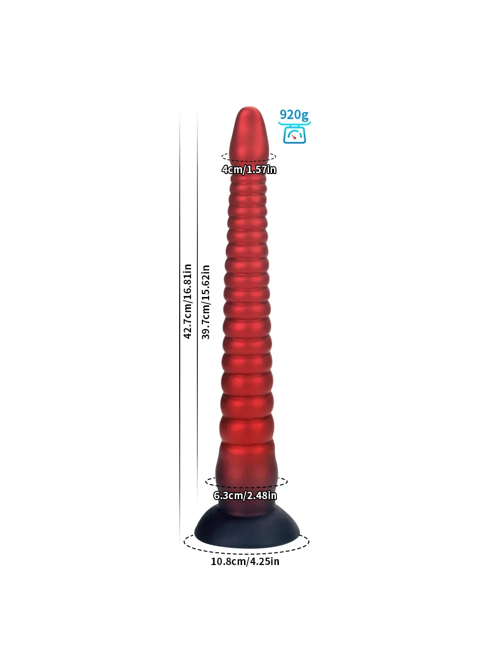Dennis - Lange Rode Fantasy Tentacle Dildo met Geribbelde Schacht en Zuignap - 3 Maten