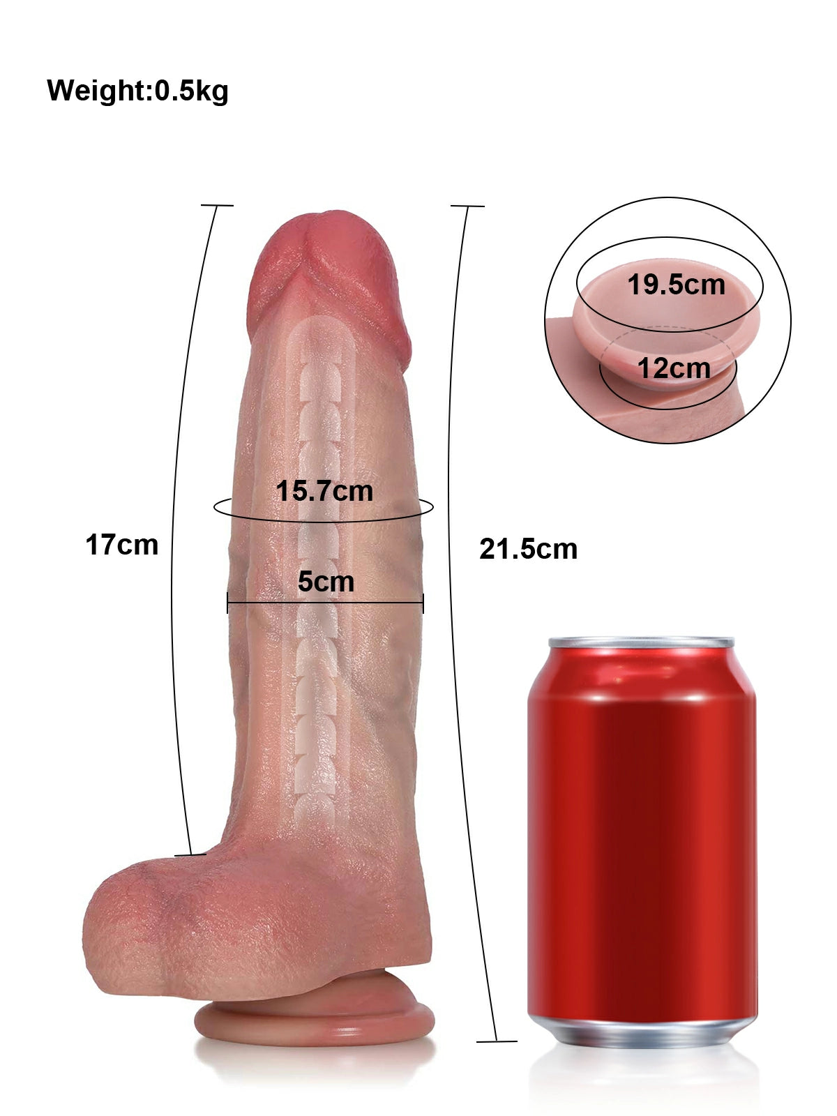 Gimli - Realistische Dildo met Verhoogde Eichelrand en Buigbare Metaalkern - 21,5 cm