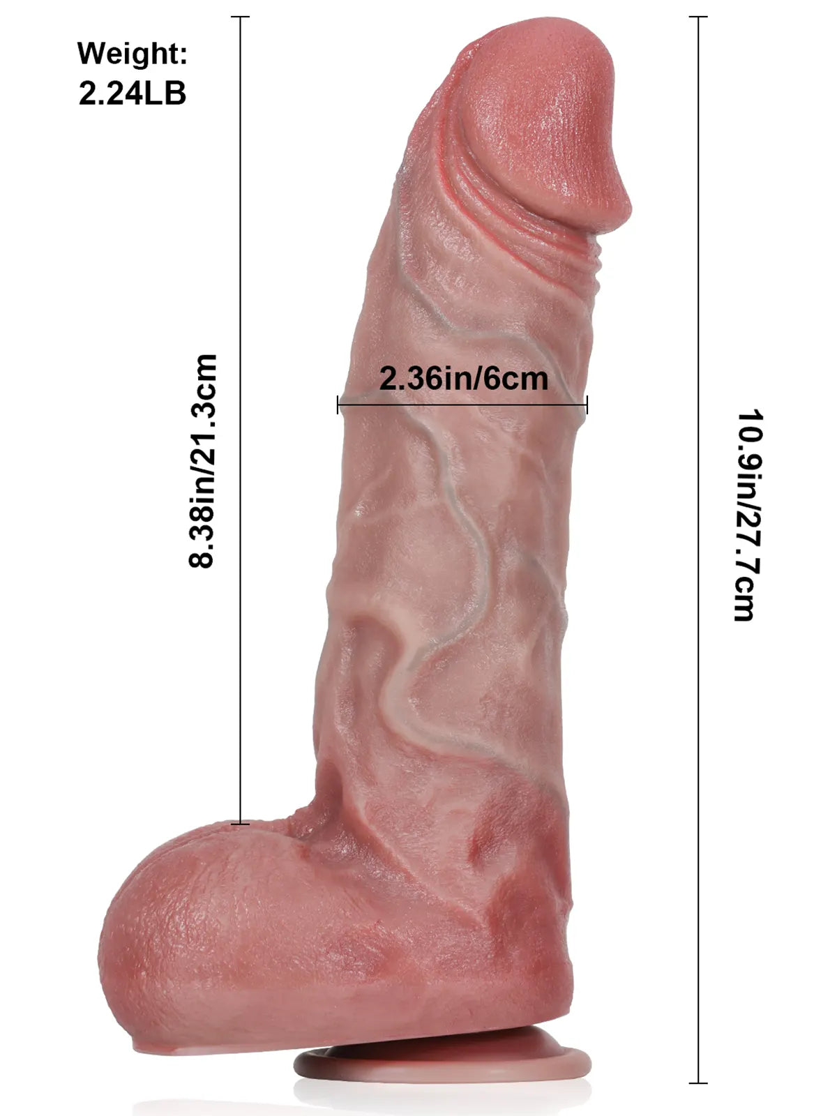 Jan - Realistische Stotende Dildo Met Afstandsbediening - 27.7 cm