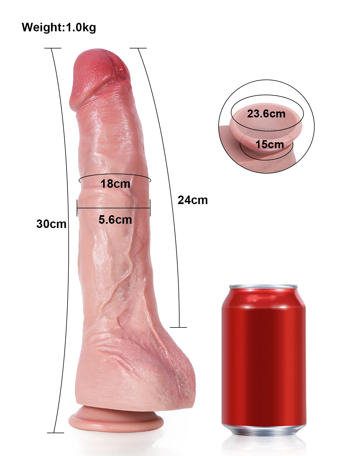 Jeff - Extra Grote Flexibele Anale Dildo met Buigbare Metalen Kern - 30 cm/35 cm