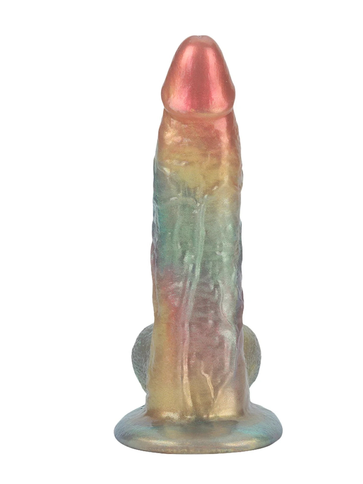 Raymond – Gebogen Fantasy Dildo van 23,6 cm in Regenboog Metallic