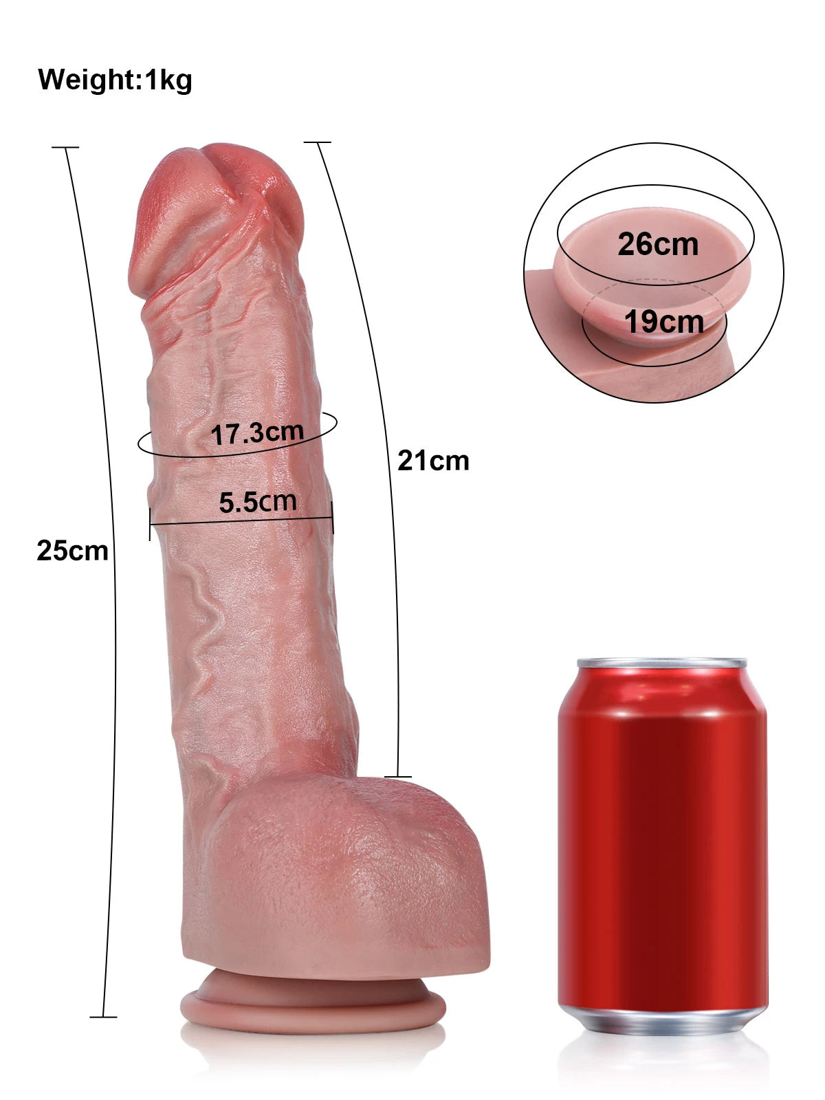 Robin - Grote Dikke Realistische Dildo met Metalen Kiel - 25 cm/31.5 cm