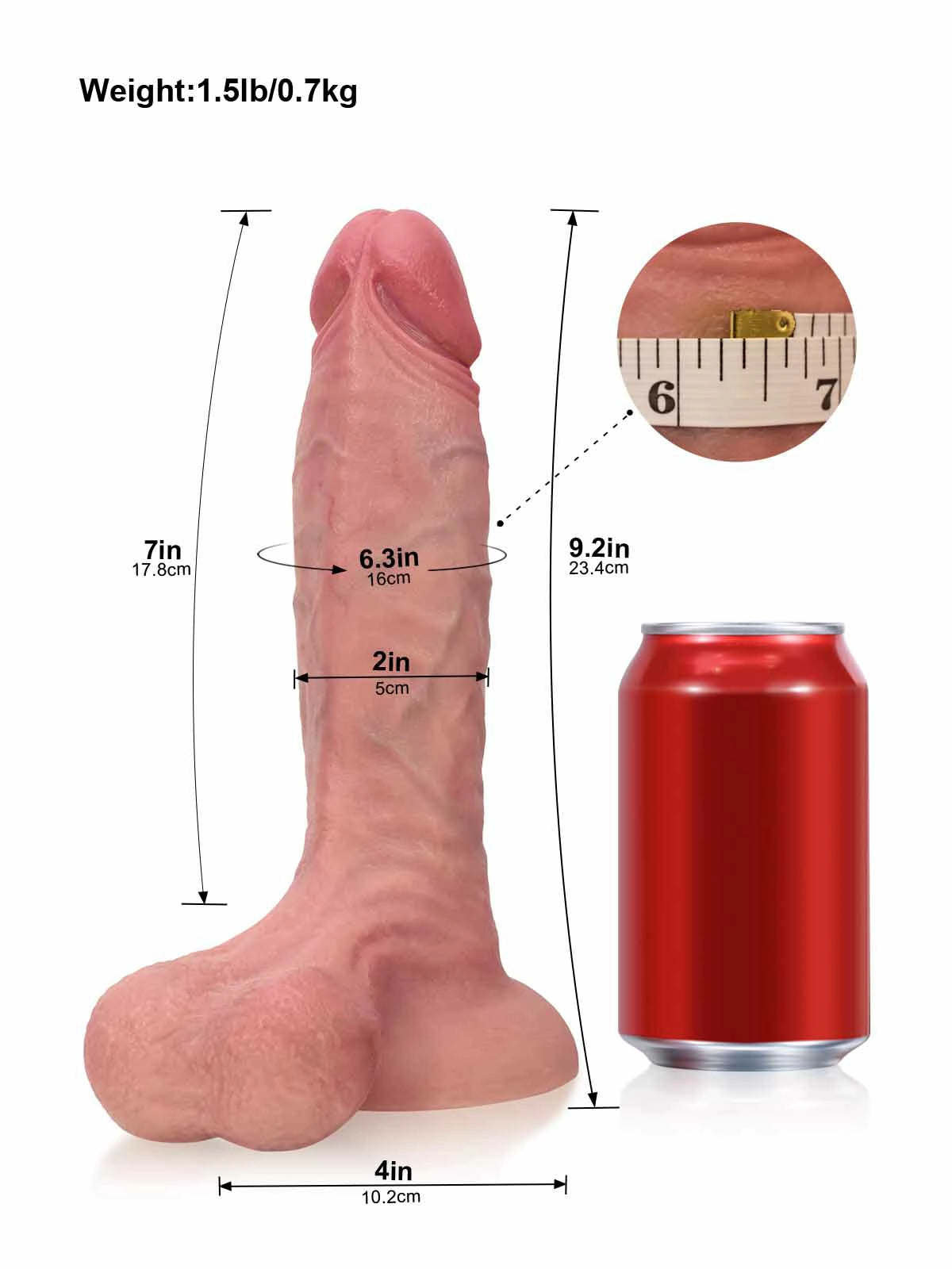 Rogan - Realistische Dual-Density Dildo met Beweeglijke Ballen - 23,4 cm