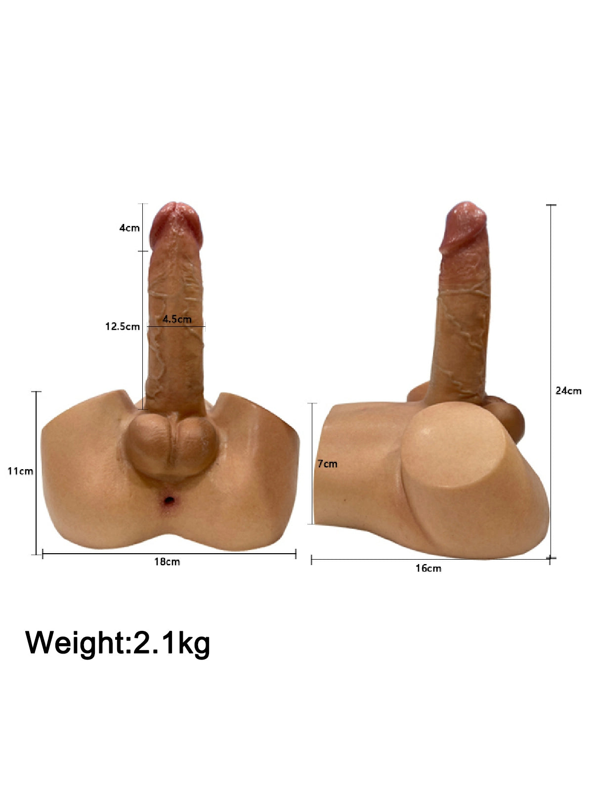 Rowge - 2,1 kg Realistische Dildotorso met 16,5 cm Dildo en Anaalkanaal