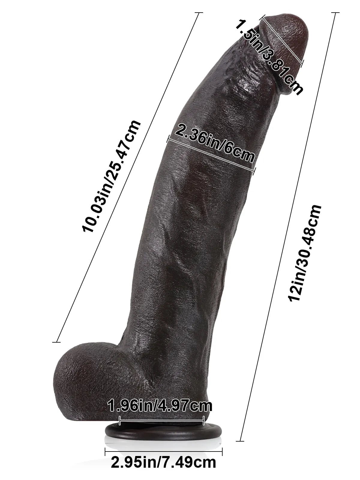Pascal - Extra Lange Realistische Zwarte Dildo - 30,4 cm