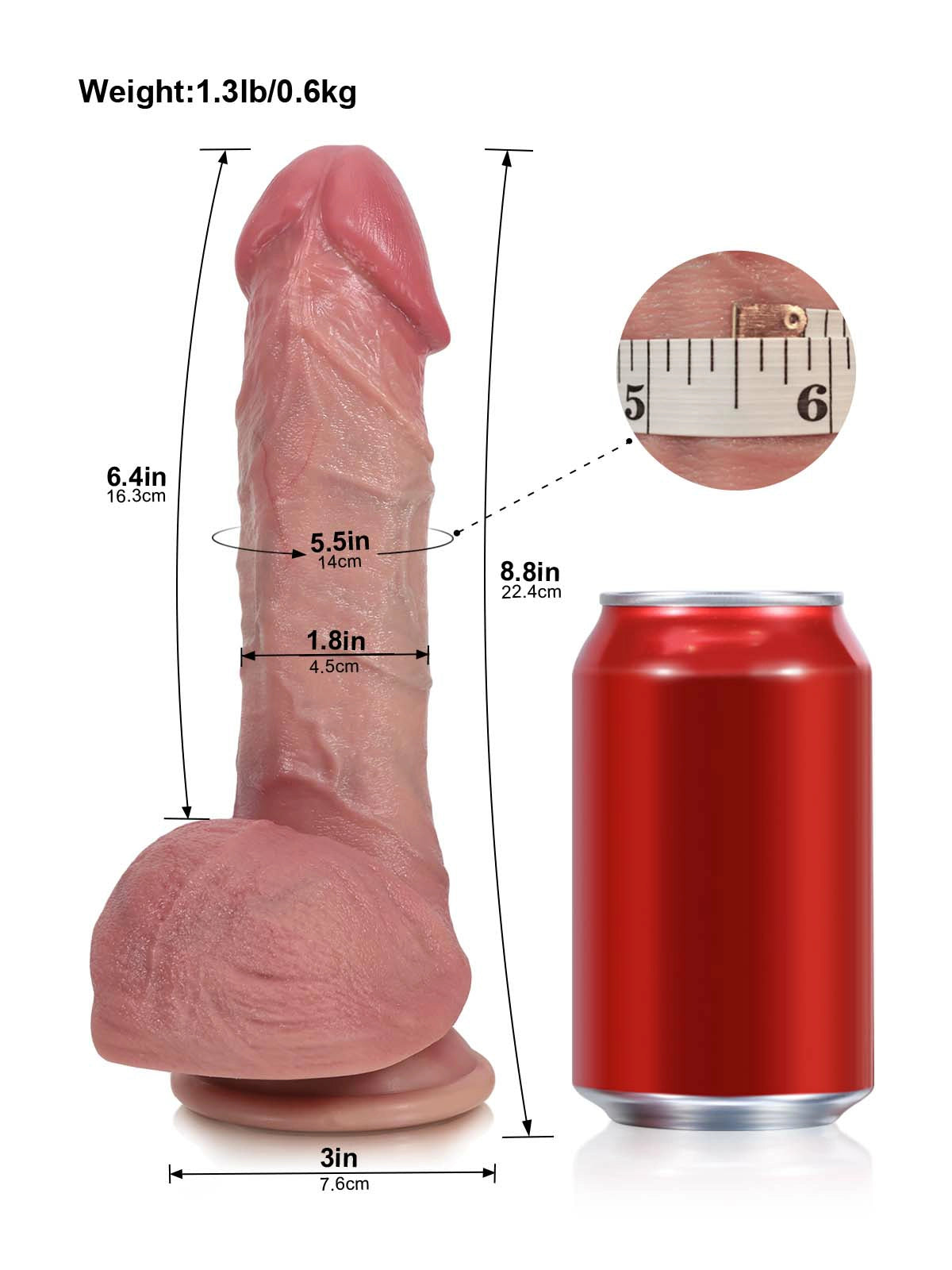 Victor - Stotende Dildo met 9 Standen, Vibratie en Verwarming - 22,4 cm