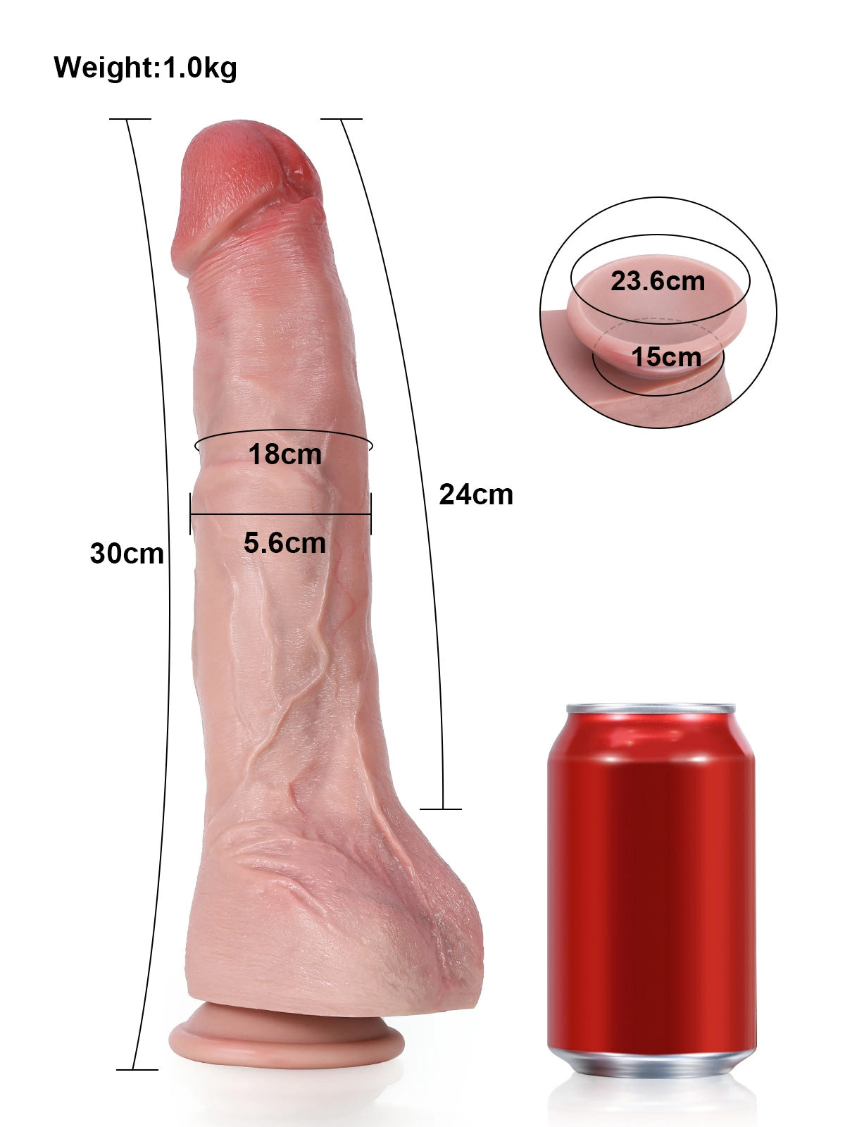 Jeff – Realistische Dildo, Buigbaar en Extra Dik met Zuignap – 30 cm
