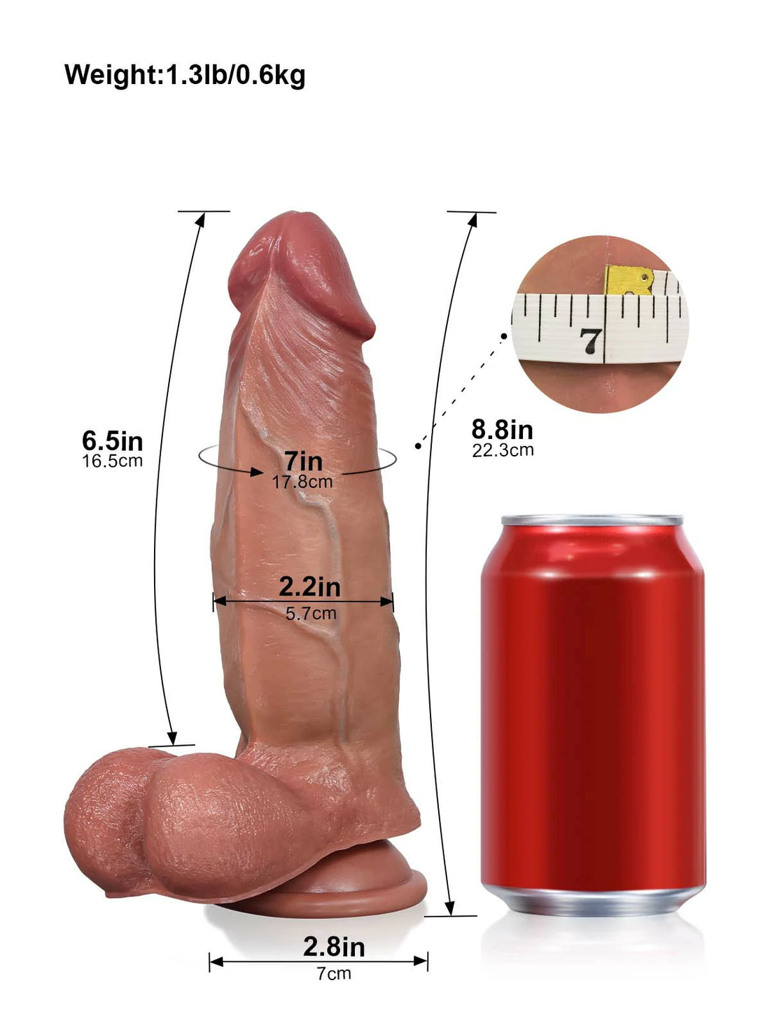 Arjan - SlidingSkin Dildo met Dikke Schacht en Dorsale Richel - 22,3 cm