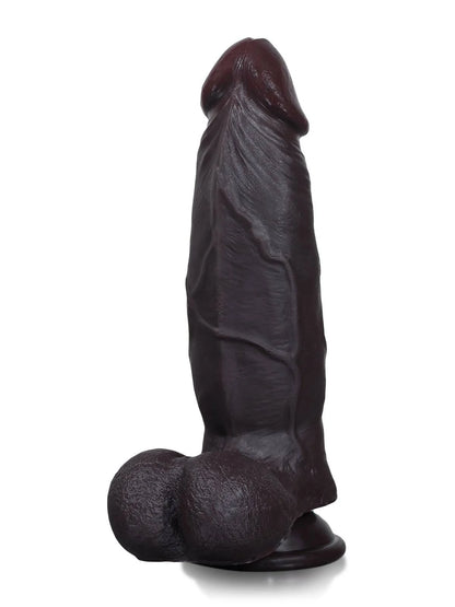 Arjan - Zwarte SlidingSkin Dildo met Dikke Schacht en Dorsale Richel - 22,3 cm