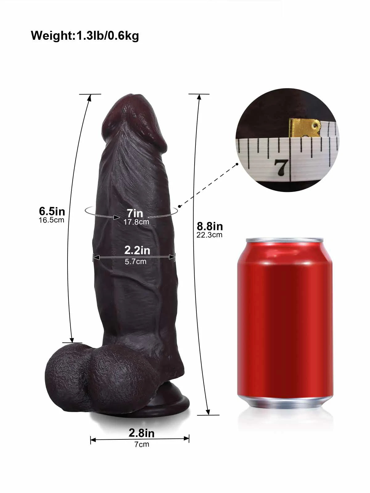Arjan - Zwarte SlidingSkin Dildo met Dikke Schacht en Dorsale Richel - 22,3 cm