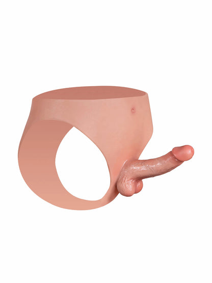 Arno - Siliconen Slip Voorbind met Kleine Realistische Dildo - 14,7 cm