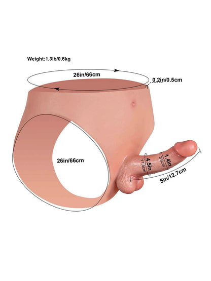 Arno - Siliconen Slip Voorbind met Kleine Realistische Dildo - 14,7 cm