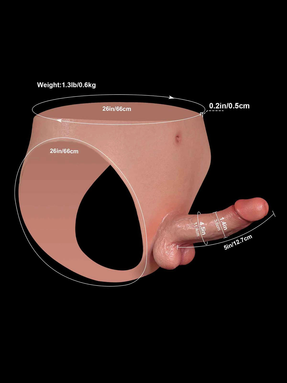 Arno - Siliconen Slip Voorbind met Kleine Realistische Dildo - 14,7 cm