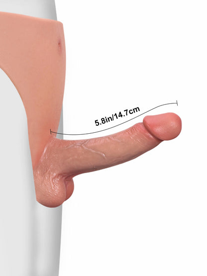 Arno - Siliconen Slip Voorbind met Kleine Realistische Dildo - 14,7 cm