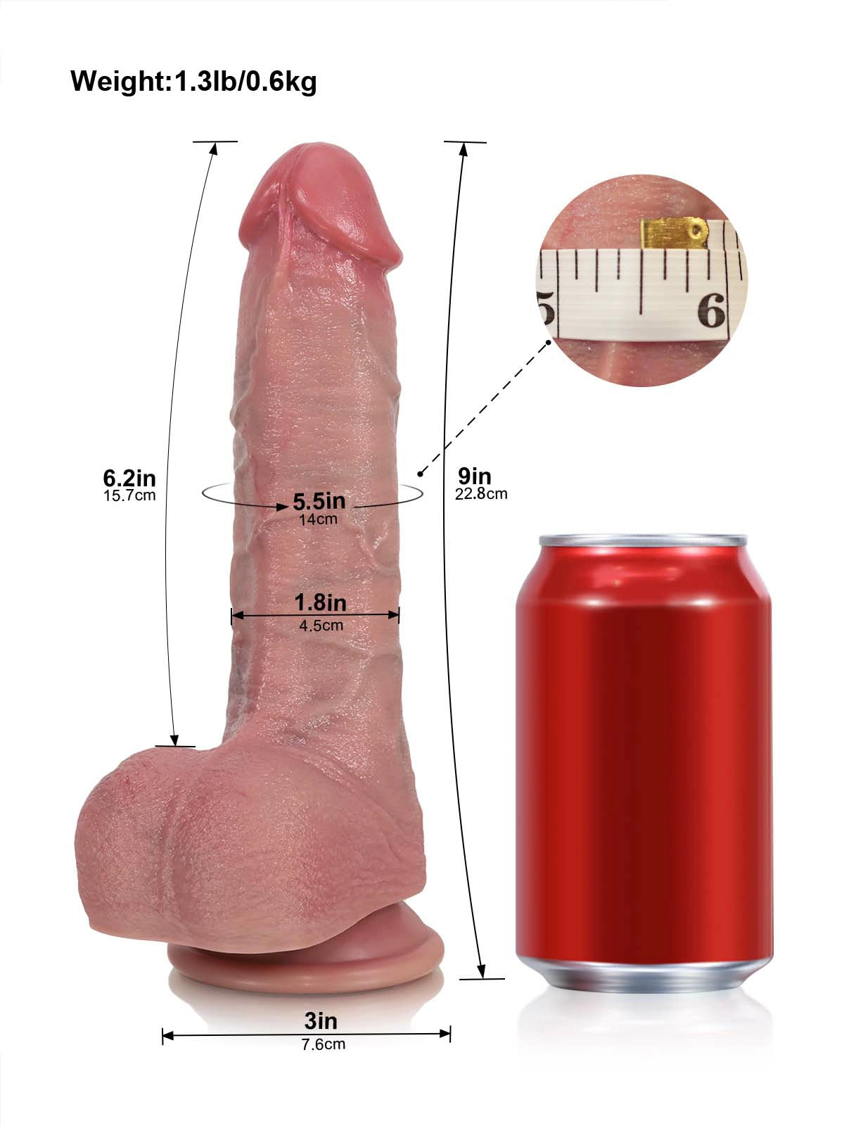 Axeng - Vibrerende Stotende Dildo met Brede Eikel - 22,8 cm