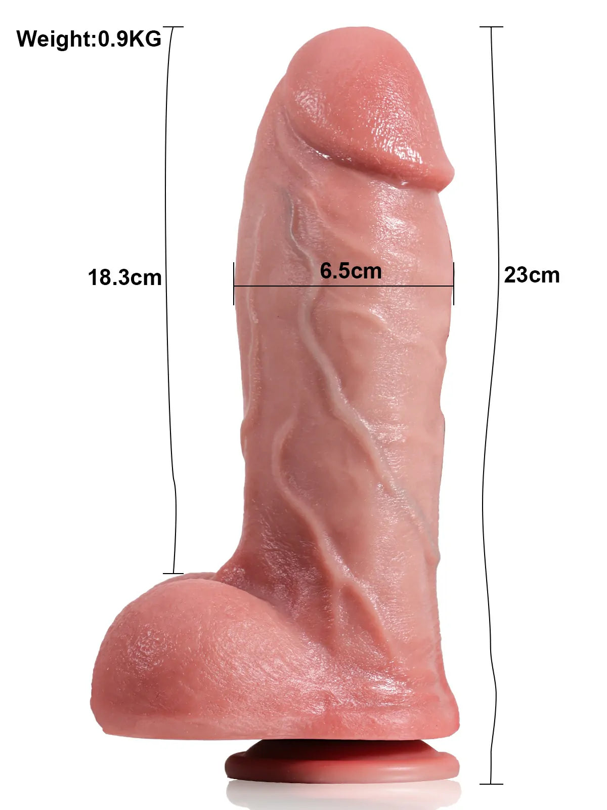 Bart - Stotende Vibrerende Verwarmde Dildo met Dikke Schacht - 23 cm