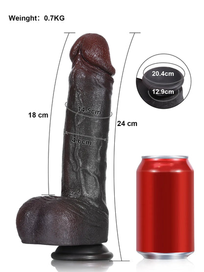 Brandon - Levensecht Grote Siliconen Dildo - 24,5cm