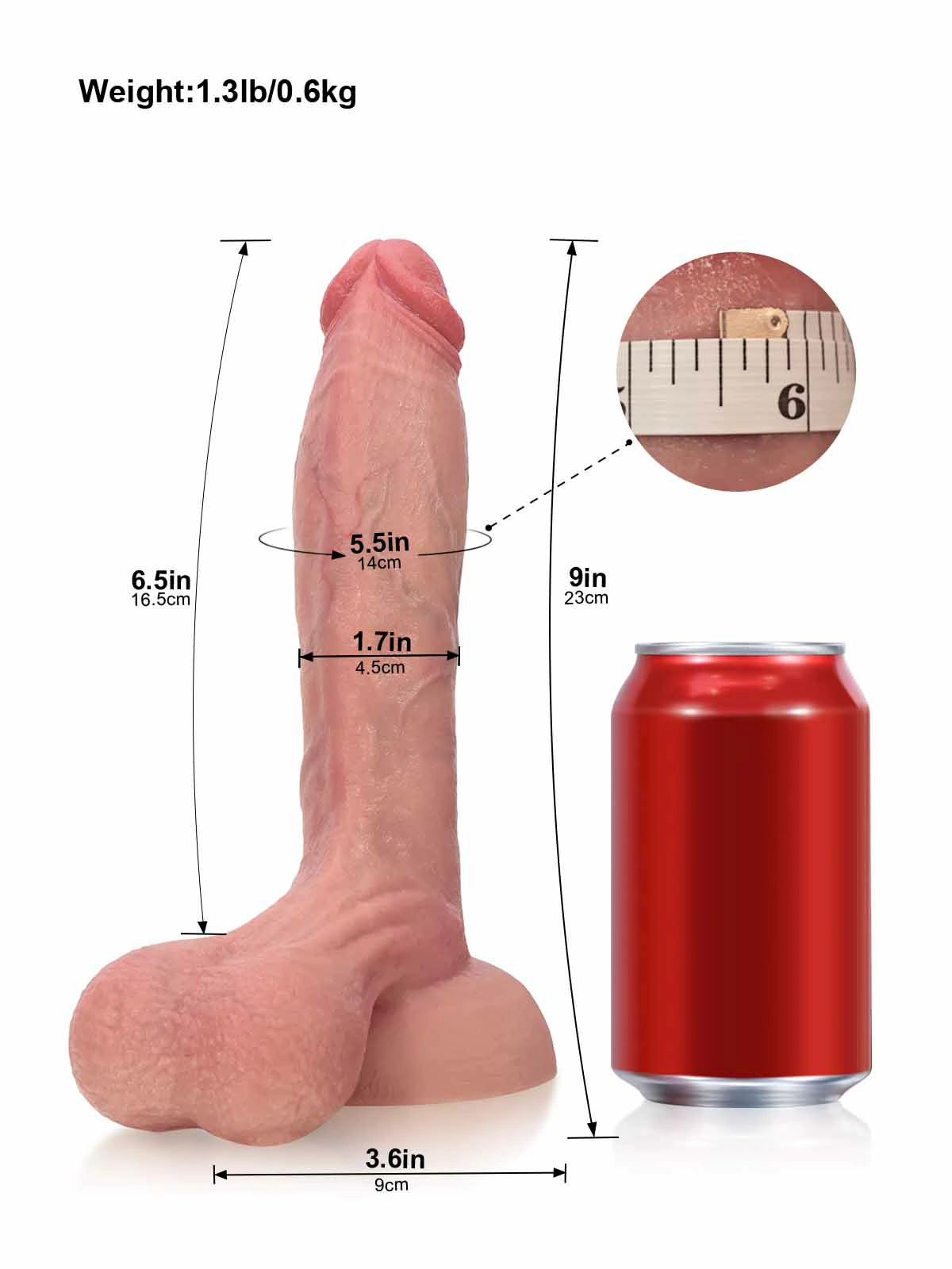 Caleb - Realistische Dubbel-Density Siliconen Dildo met Zuignap - 23 cm