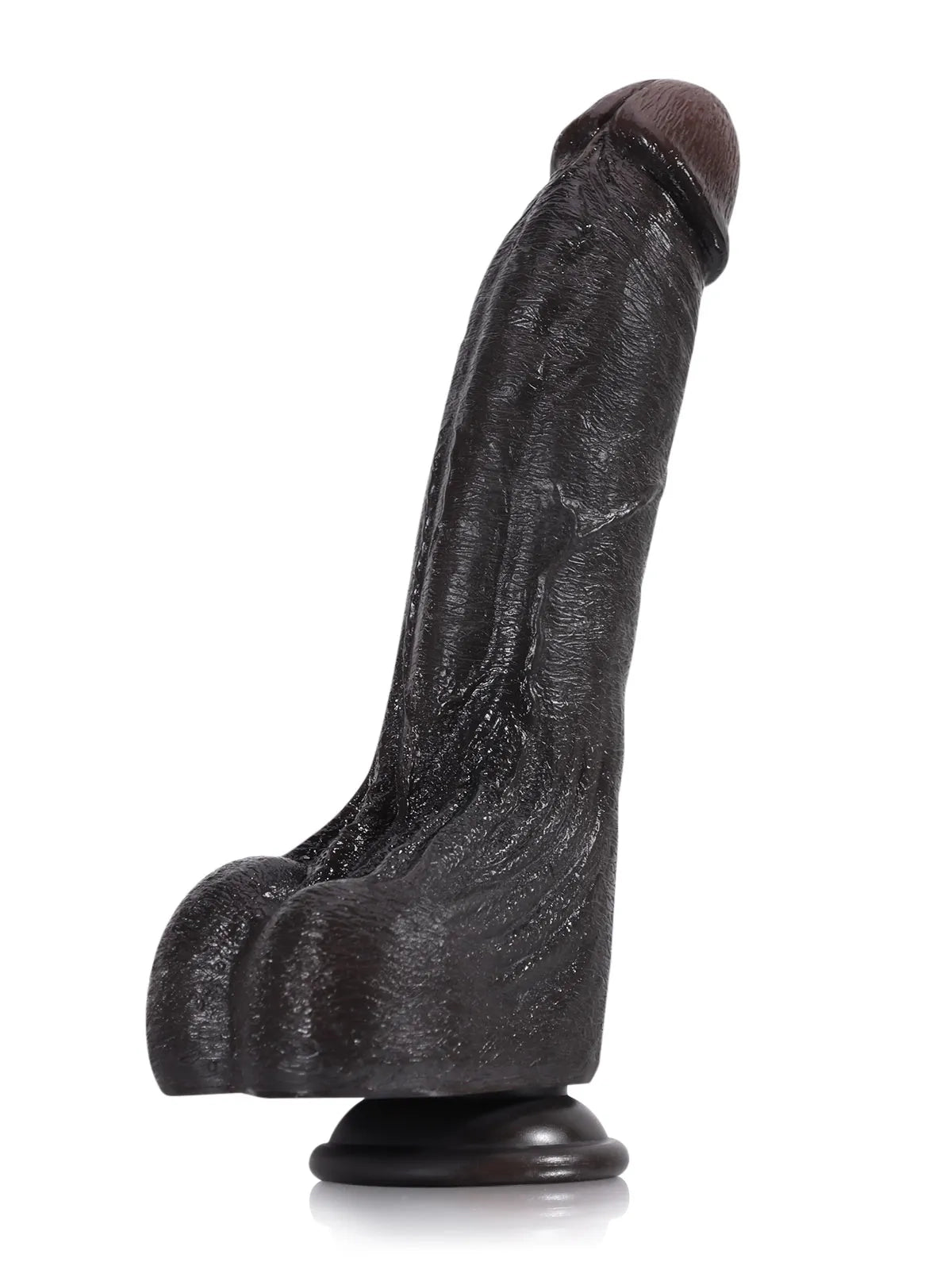 Cameron - Gebogen Zwarte Realistische Dildo met Urethrale Richel - 24 cm