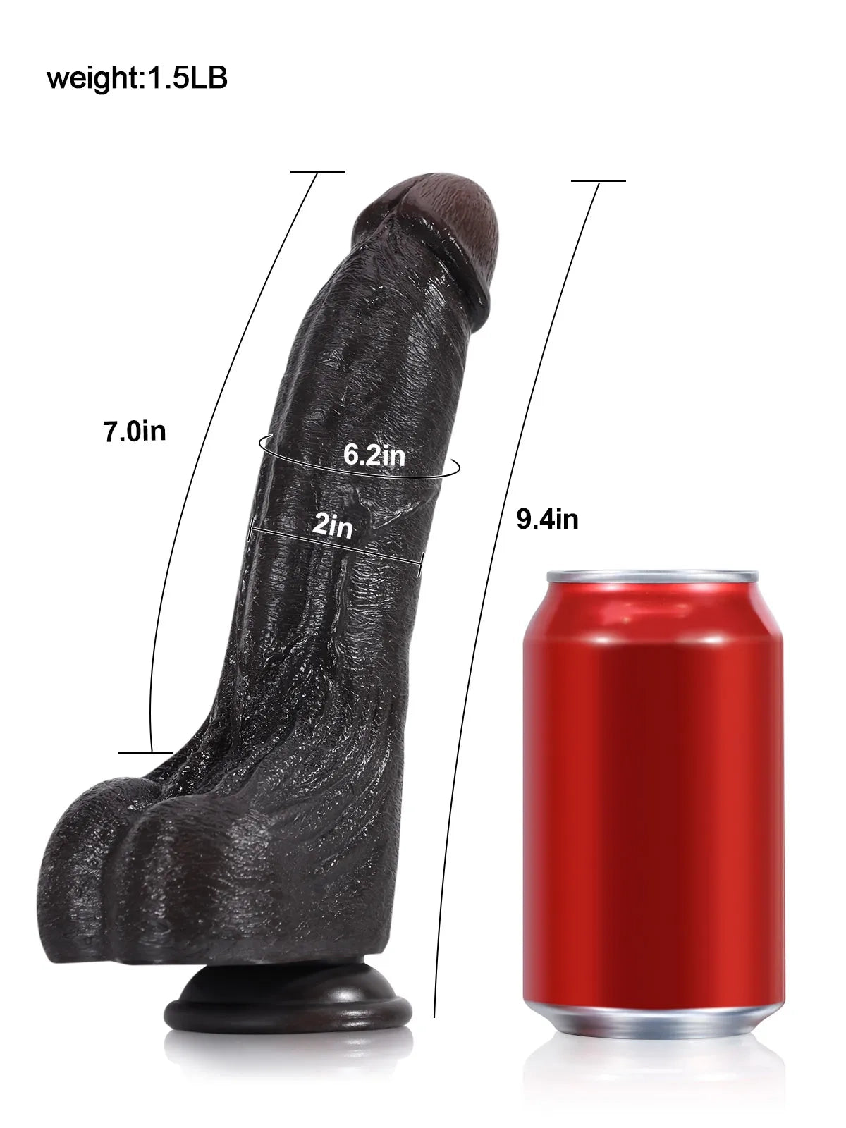 Cameron - Gebogen Zwarte Realistische Dildo met Urethrale Richel - 24 cm