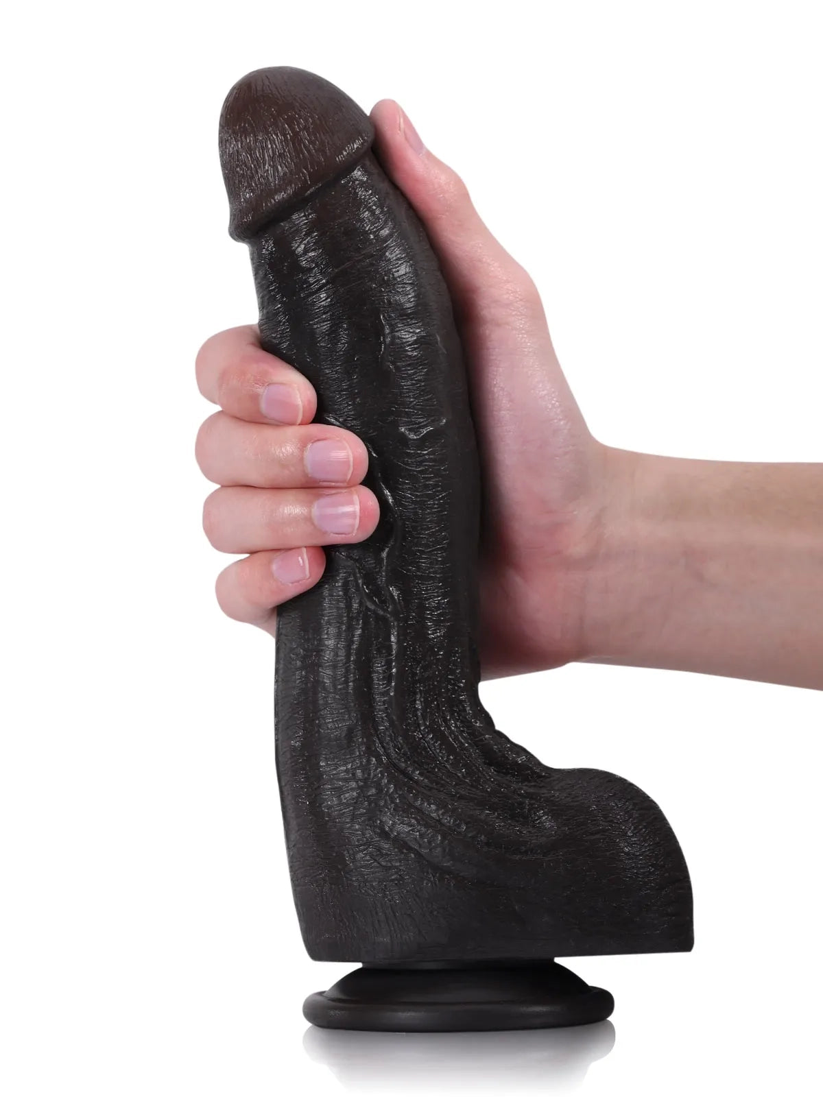 Cameron - Gebogen Zwarte Realistische Dildo met Urethrale Richel - 24 cm