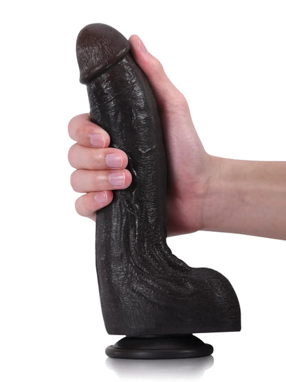 Cameron - Gebogen Zwarte Realistische Dildo met Urethrale Richel - 24 cm