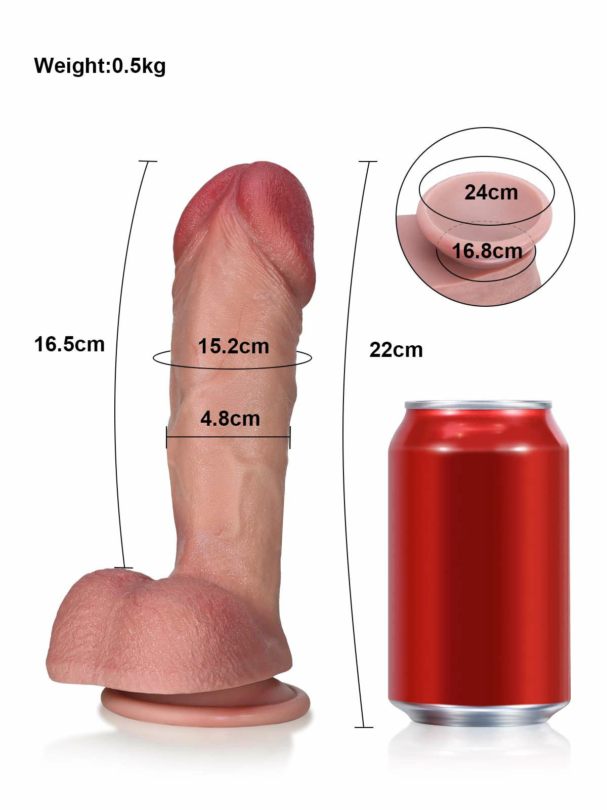 Cody - Realistische Dildo met Brede Paddenstoel-Eikel en Dubbele Dichtheid - 22 cm