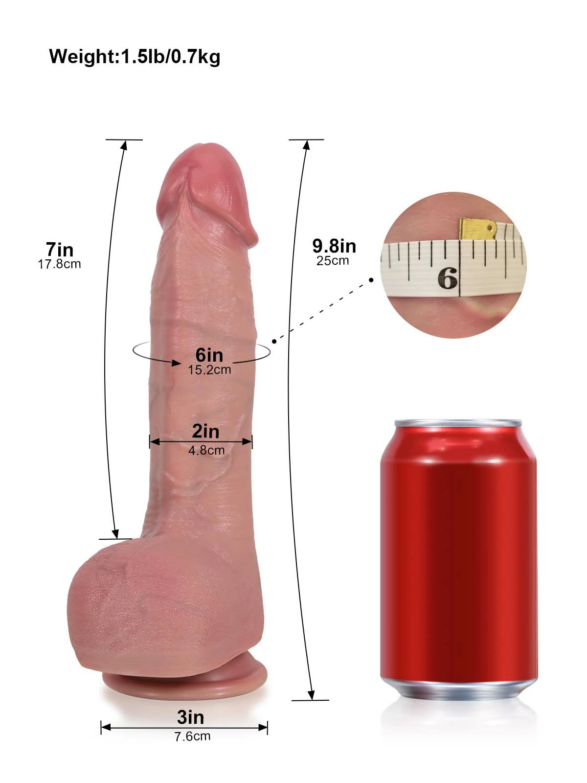Damon - Vibrerende Stotende Dildo met Uitgesproken Corona en Ruggenlijn - 25 cm