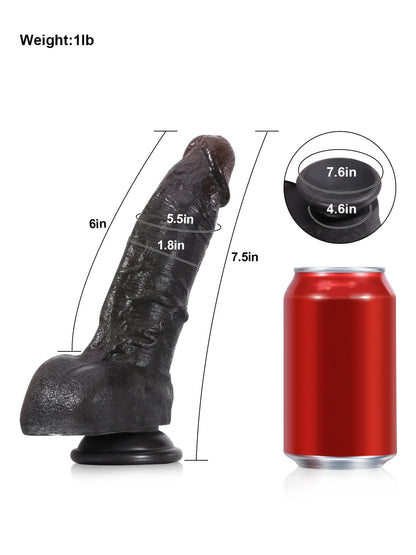 Dave - Realistische Zwarte Dubbel-Density Siliconen Dildo met Zuignap - 19 cm