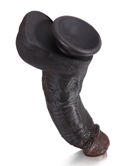 Dave - Realistische Zwarte Dubbel-Density Siliconen Dildo met Zuignap - 19 cm
