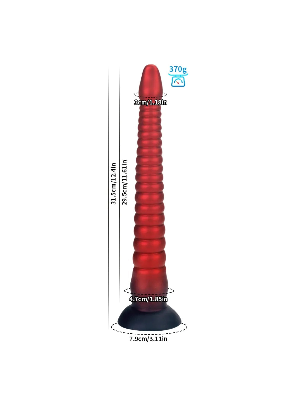 Dennis - Lange Rode Fantasy Tentacle Dildo met Geribbelde Schacht en Zuignap - 3 Maten