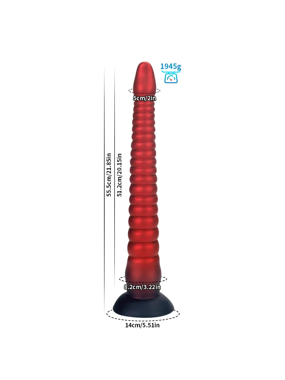 Dennis - Lange Rode Fantasy Tentacle Dildo met Geribbelde Schacht en Zuignap - 3 Maten