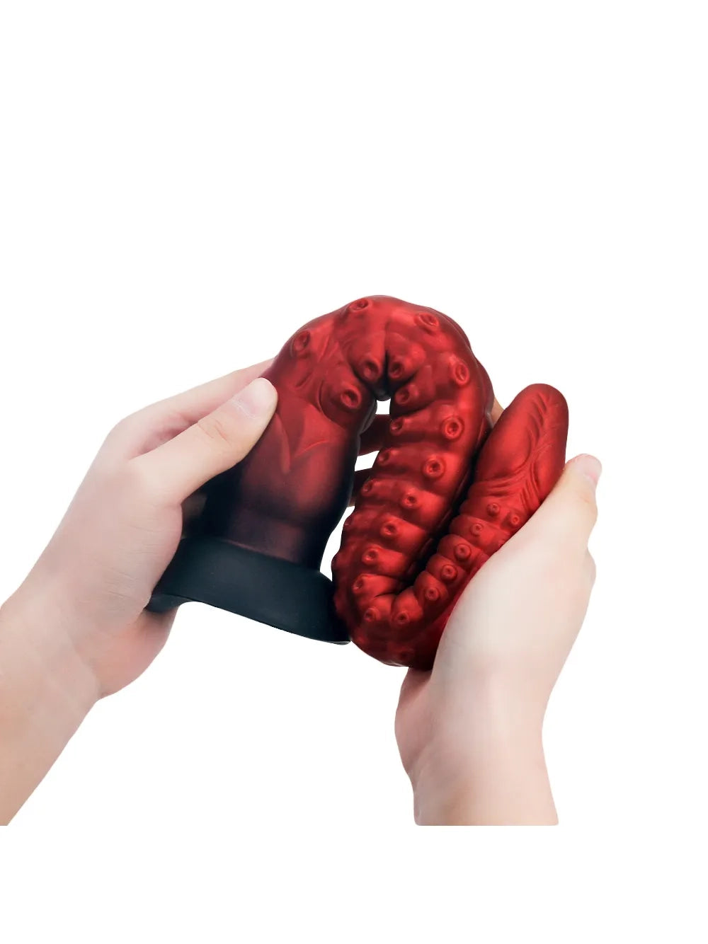 Dennis - Lange Rode Fantasy Tentacle Dildo met Geribbelde Schacht en Zuignap - 3 Maten