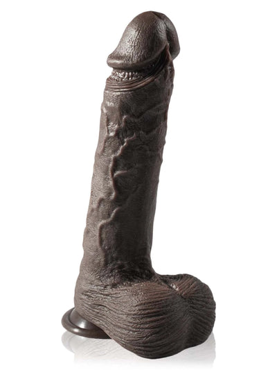 Stefan - Diepzwarte Vibrerende Stotende Dildo met Bewegende Ballen - 26,5 cm