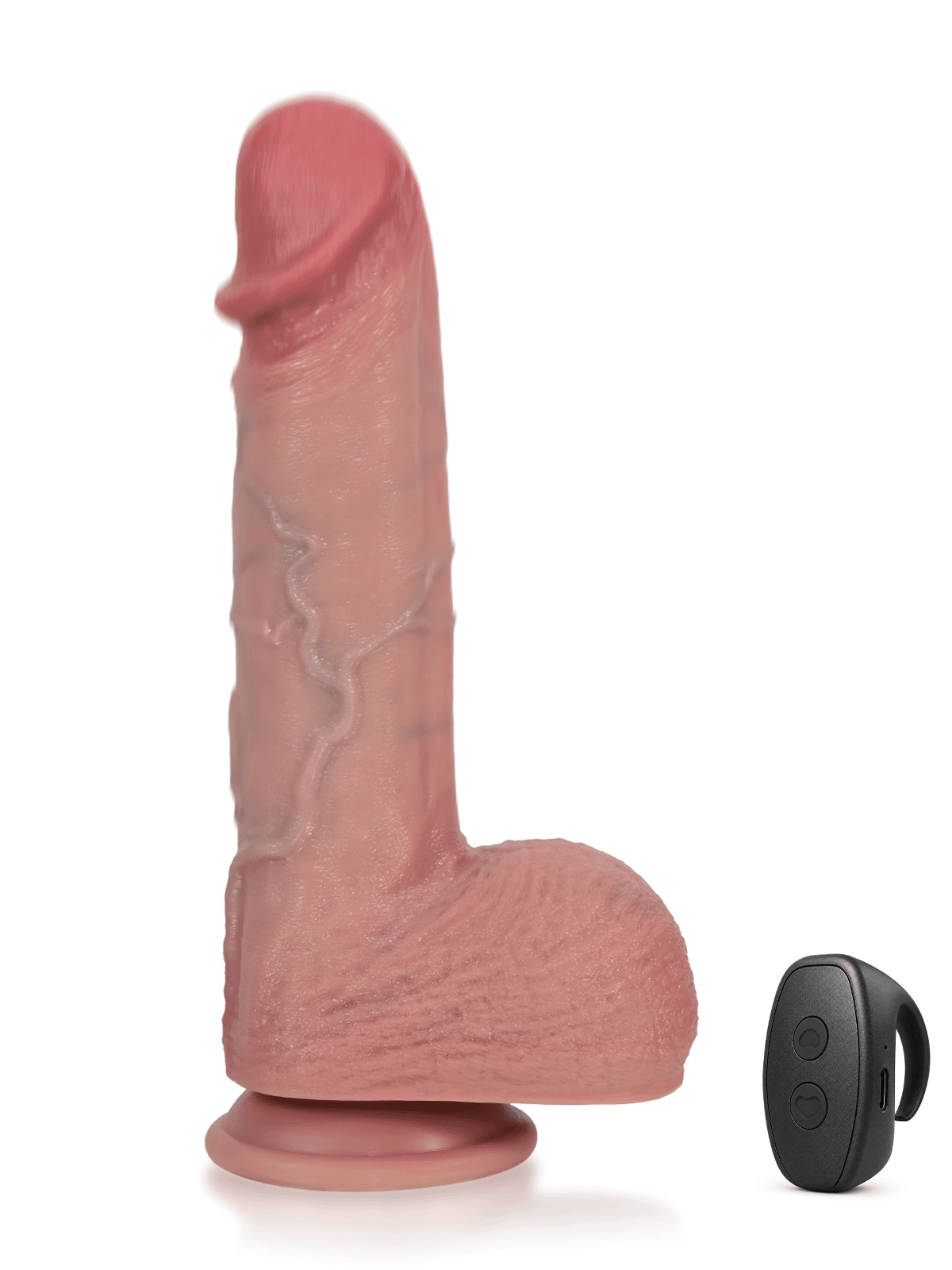 Eran - Vibrerende Stotende Dildo met Prominente Ruggenkam en Aders - 25 cm