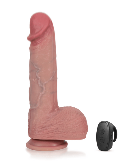 Eran - Vibrerende Stotende Dildo met Prominente Ruggenkam en Aders - 25 cm