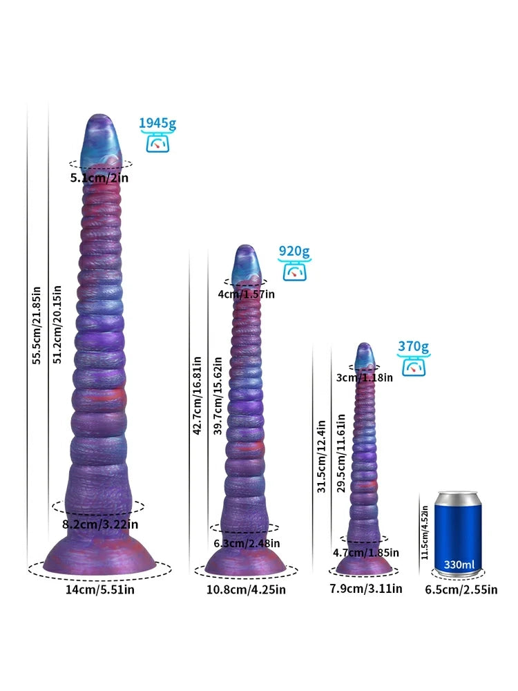 Eric - Lange Fantasy Tentacle Dildo met Taps Toelopende Top en Zuignap - 3 Maten