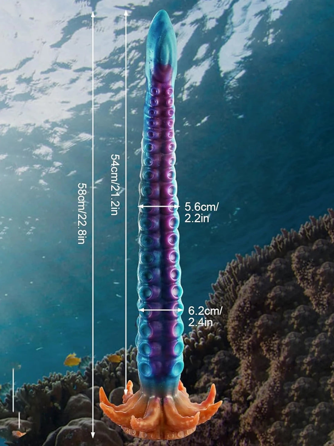 Huib - Diepzee Fantasie Tentacle Dildo - 58 cm