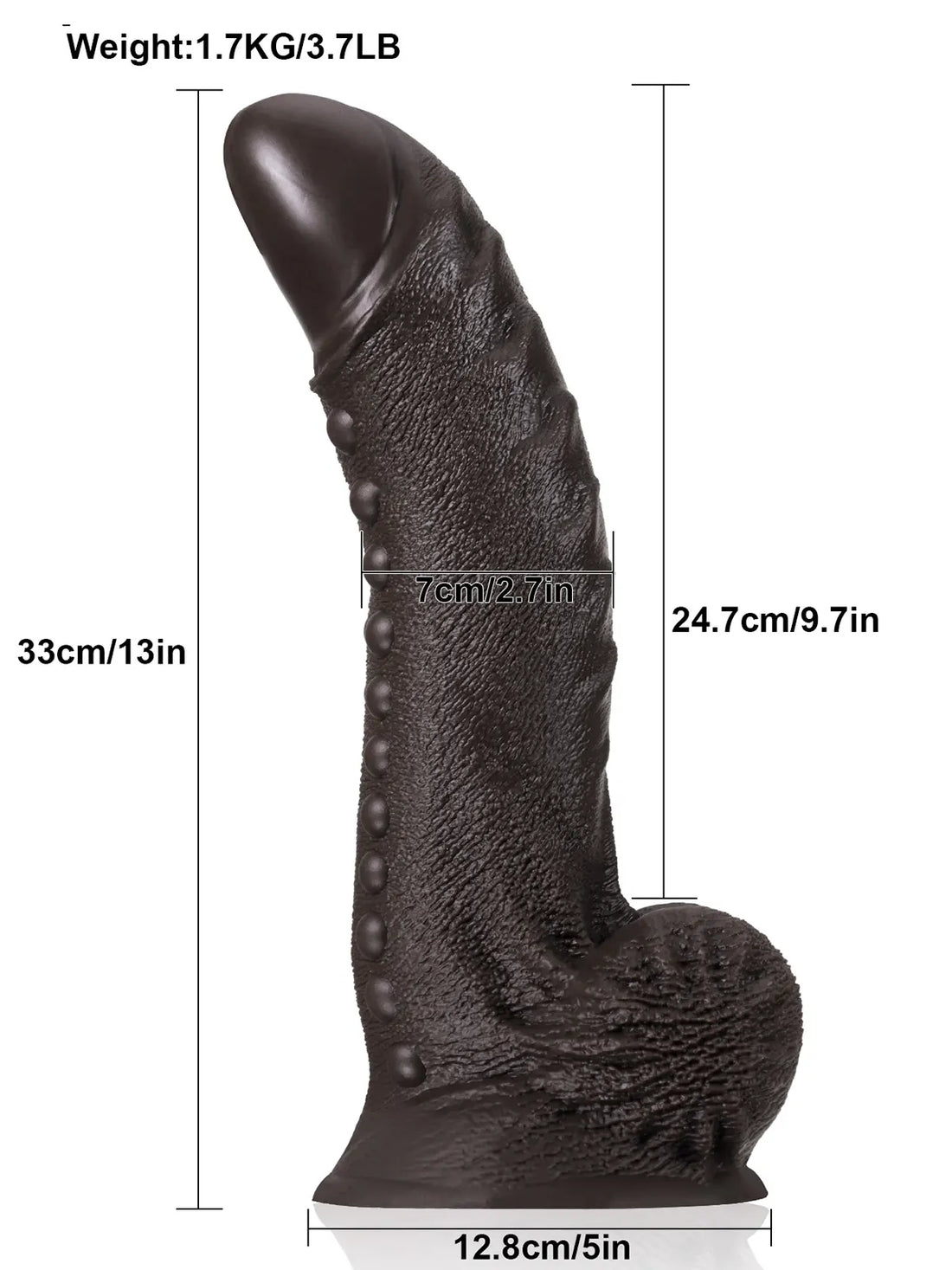 Grote Zwarte Dildo met Masserende Structuur