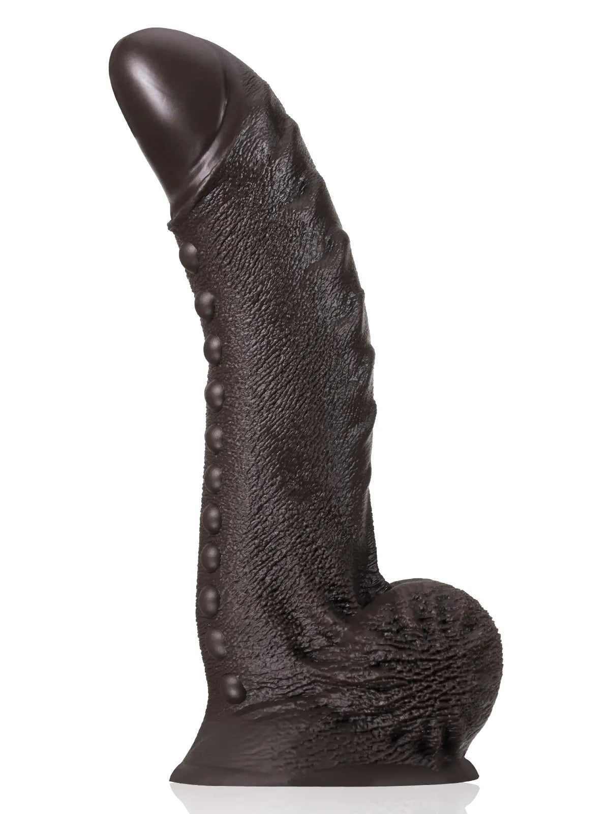 Grote Zwarte Dildo met Masserende Structuur