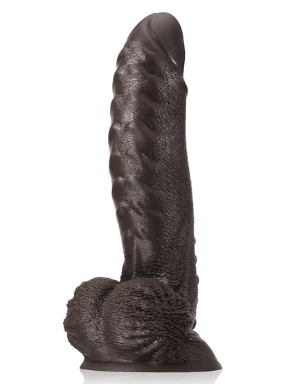 Grote Zwarte Dildo met Masserende Structuur