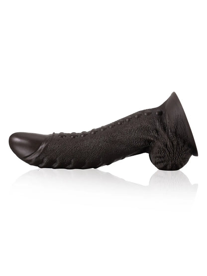 Grote Zwarte Dildo met Masserende Structuur