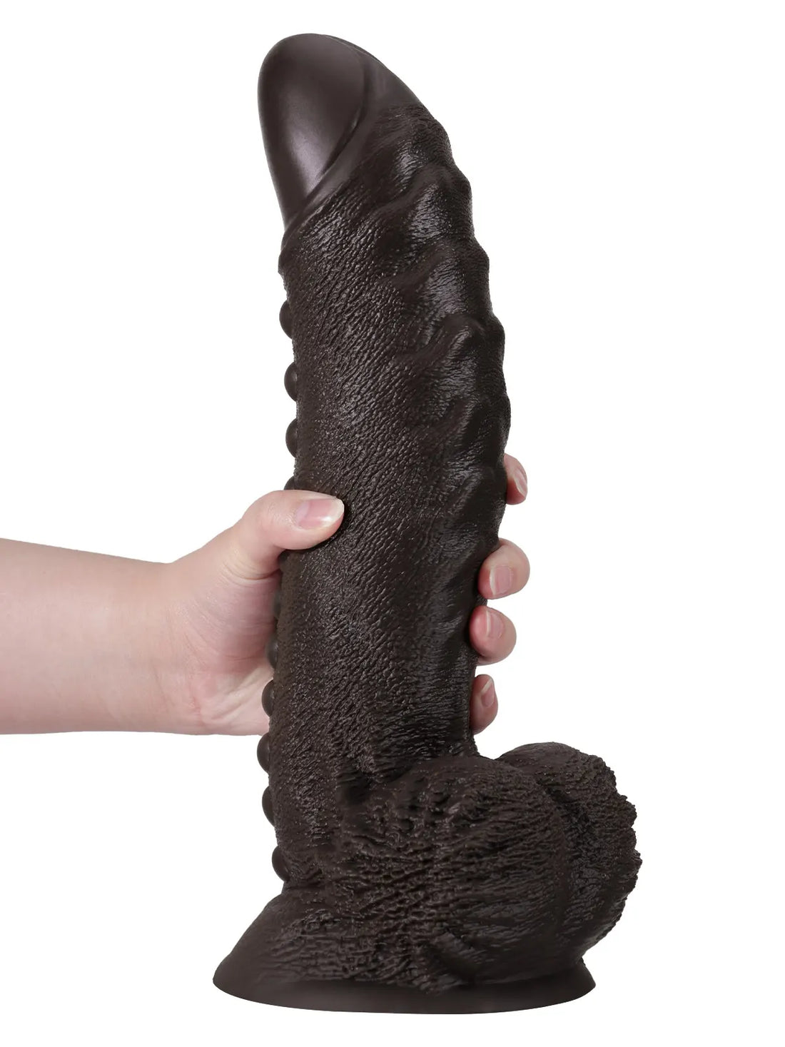 Grote Zwarte Dildo met Masserende Structuur