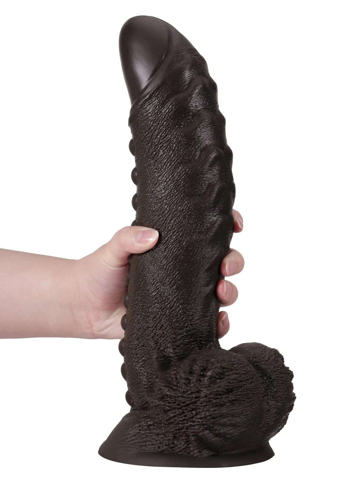 Grote Zwarte Dildo met Masserende Structuur