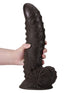 Grote Zwarte Dildo met Masserende Structuur
