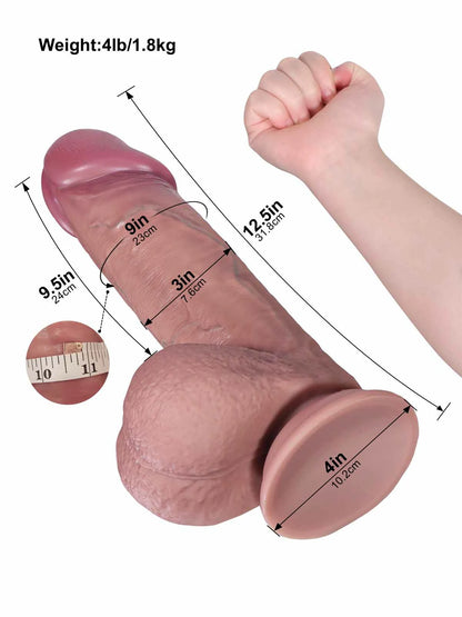 Floris - Grote SlidingSkin Dildo met Doorlopende Ader en Gezwollen Eikel - 31,8 cm
