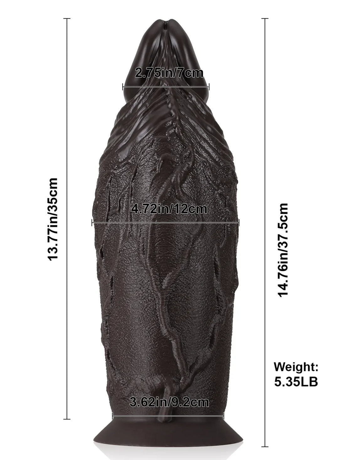 Floris - Grote Dikke Zwarte Extreme Anaal Dildo - 37,5 cm
