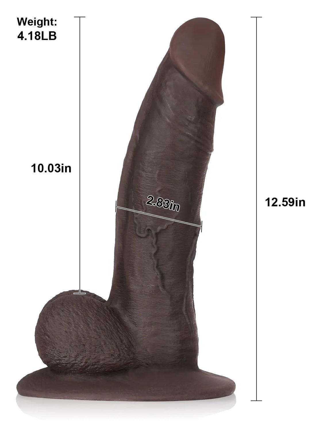 Gijs - Extra Grote Zwarte Dildo Met Brede Basis - 31cm