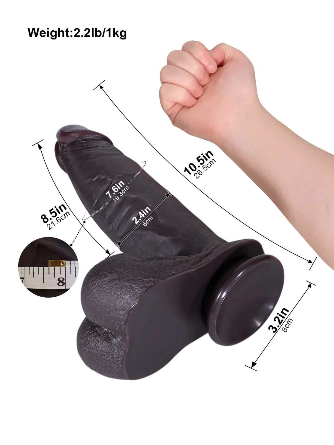 Hendrik - Zwarte Grote SlidingSkin Dildo met Oplopende Dikte - 26,5 cm