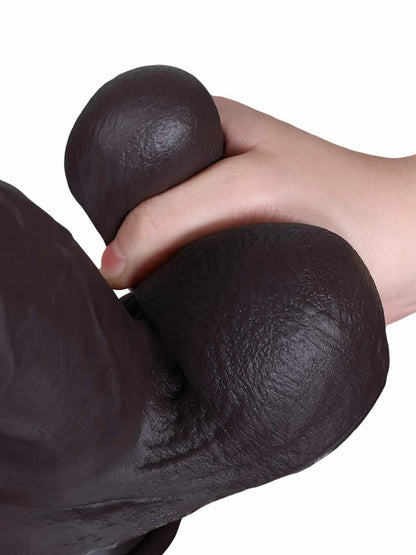 Hendrik - Grote Zwarte Realistische Slidingskin Dildo met Verdikkende Schacht - 26,5 cm